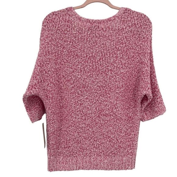 Chico's Pullover V-neck Tape Yarn 3/4 Sleeve Sweater Summer Berry Small/4 - Picture 5 of 10